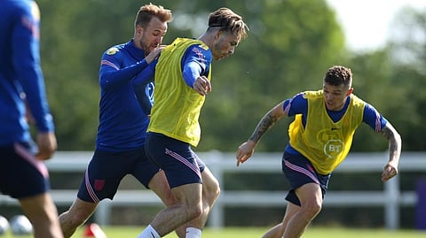 England practicing for a friendly with Austria.