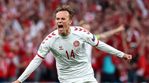 Mikkel Damsgaard leads Denmark against the Czech Republic.