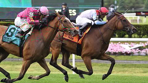 Mean Mary, winning the New York Stakes in June, races today in the 7th at Arlington