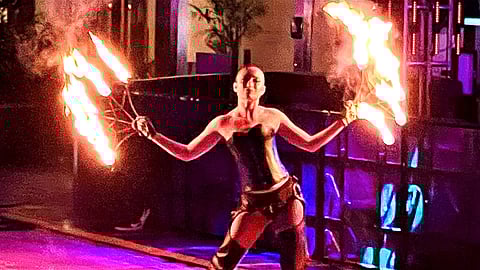At Vibe, the fire is for entertainment, not tableside cooking.