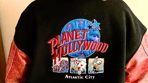 The jacket Sylvester Stallone wore to the grand opening party of Planet Hollywood at Caesars Atlantic City.