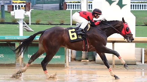 Racing in the slop at Churchill Downs.