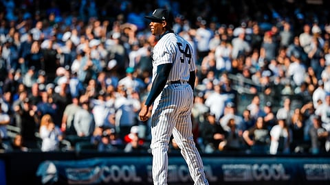 Aroldis Chapman is the closer in the Yankees' deep bullpen.