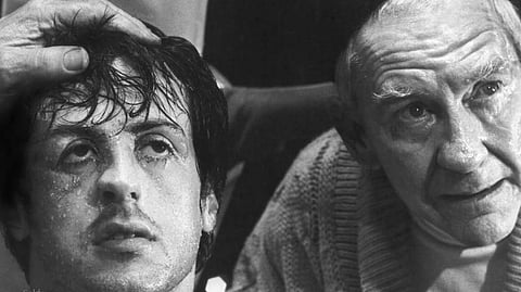 Sylvester Stallone and Burgess Meredith in "Rocky."