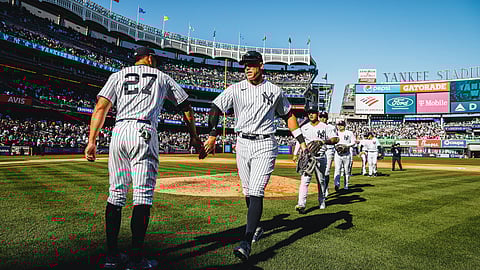 It's a beautiful day for baseball at Yankee Stadium.