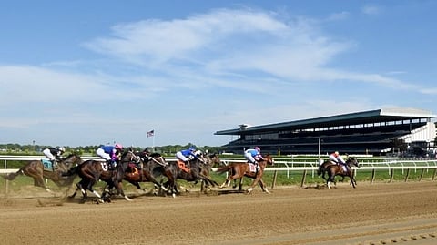Racing at Belmont.