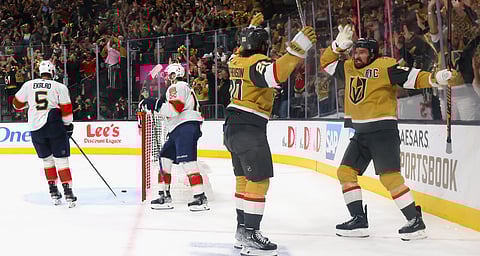 Vegas celebrates another goal.