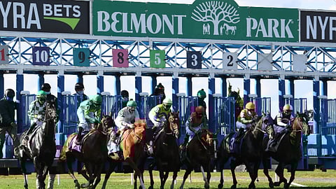 Racing at Belmont Park.