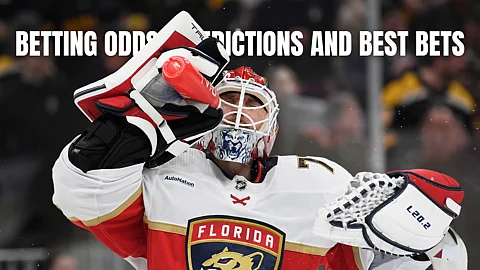 Sergei Bobrovsky of the Florida Panthers defends the net against the Columbus Blue Jackets.