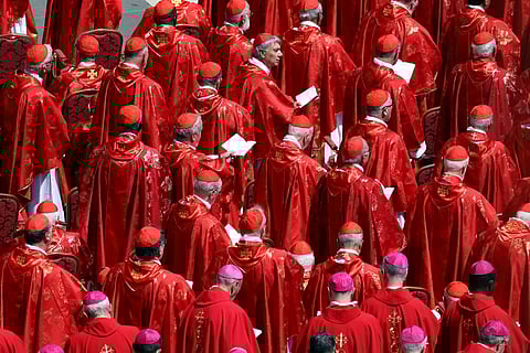 Cardinals during the funeral of Pope Francis in St. Peters Square in Vatican City, on Saturday, April 26, 2025.