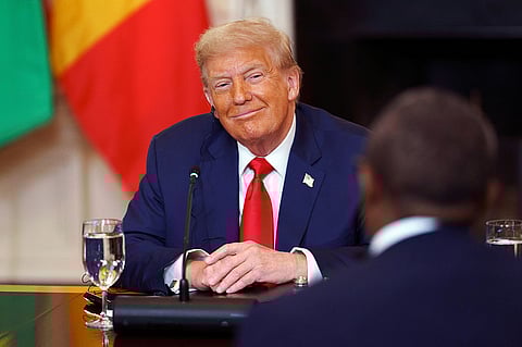 US President Donald Trump during a meeting with African leaders in the State Dining Room of the White House in Washington on Wednesday, July 9, 2025.