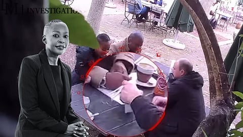 Footage of attempted bribe between Pieter-Louis Myburgh, the IDT's suspended CEO Tebogo Malaka, and the entity’s spokesperson, Phasha Makgolane.