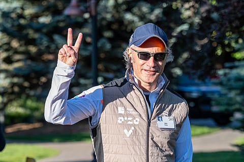 Alex Karp, chief executive officer of Palantir Technologies Inc., walks to the morning session during the Allen & Co. Media and Technology Conference in Sun Valley, Idaho, US, on Thursday, July 10, 2025.
