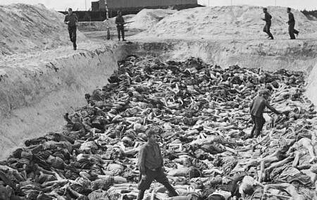 Image: A mass grave at Bergen-Belsen after the camp’s liberation, April 1945, No 5 Army Film & Photographic Unit, Oakes, Harry (Sgt)