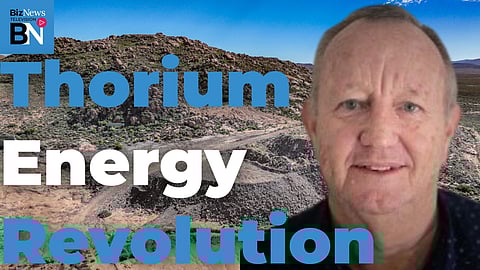 Graham Soden, CEO of Steenkampskraal Mine, accompanied by text reading: Thorium energy revolution