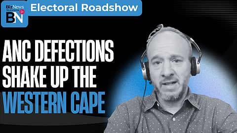 A screenshot of Wayne Sussman accompanied by text reading: ANC defections shake up the Western Cape