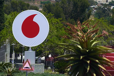 A Vodacom logo on display outside the Vodacom World mall, operated by Vodacom Group Ltd., in the Midrand district of Johannesburg, South Africa, on Thursday, Nov. 9, 2023. Vodacom report earnings on Nov. 13.