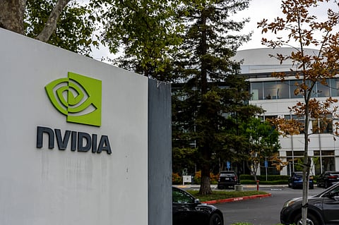 Signage outside the Nvidia headquarters.