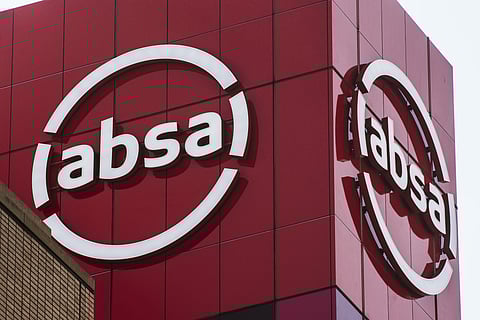 A new corporate logo sits on a tower of the Absa Group Ltd.