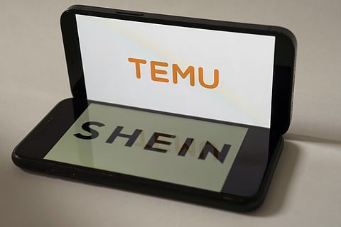 Logos for PDD Holdings Inc.'s Temu, top, and Shein