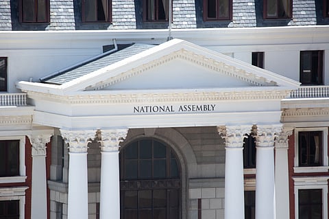 CAPE TOWN, SOUTH AFRICA: JANUARY 04: A general view of the damages caused by the parliament fire on January 04, 2022 in Cape Town, South Africa. According to media reports the fire ripped through South Africa’s 138-year-old Parliaments roof of the National Assembly. (Photo by Gallo Images/Misha Jordaan)