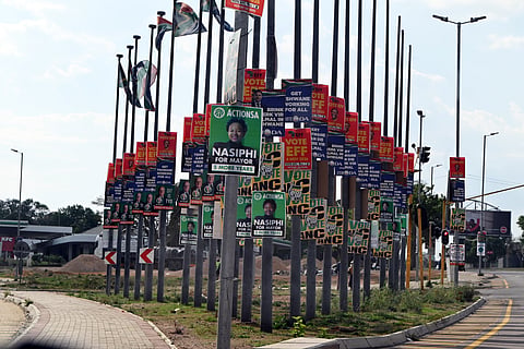 PRETORIA, SOUTH AFRICA – SEPTEMBER 28: Election posters erected on September 28, 2026 in Pretoria, South Africa. The 2026 South African municipal elections will be held on 4 November 2026 across South Africa, to elect councils for all district, metropolitan and local municipalities in each of the country's nine provinces. (Photo by Gallo Images/Frennie Shivambu)