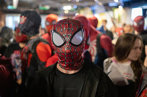 ST PETERSBURG, RUSSIA - 2026/08/21: Fans of the "Spider-Man" film series gathered at "Velikan Park" cinema for a fan meeting and a screening of "Spider-Man: Brand New Day", which began its unofficial theatrical release in Russia. (Photo by Andrei Bok/SOPA Images/LightRocket via Getty Images)