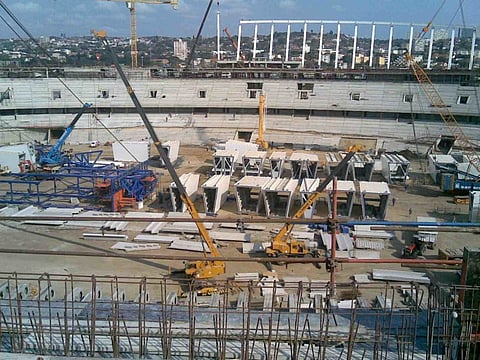 The Moses Mabhida stadium under construction - the boom that's promised will make the pre-World Cup look like child's play