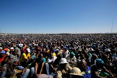 Hundreds of AMCU members gather at Marikana