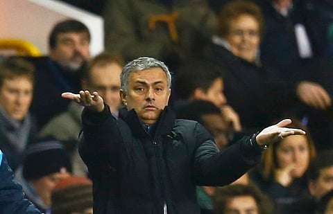 Chelsea manager Jose Mourinho reacts during their English Premier League soccer match against Tottenham Hotspur at White Hart Lane in London January 1, 2015.         REUTERS/Eddie Keogh
