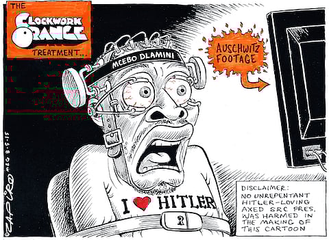 Zapiro's suggestion of correct treatment for Hitler admirer Mcebo Dlamini. More brilliance at zapiro.com