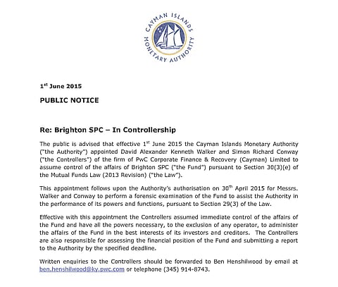 Another Belvedere limb severed as Cayman authorities take control of Brighton SPC