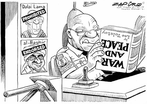 Masterful take by Zapiro on South Africa's dysfunctional approach towards foreign visitors. More at zapiro.com