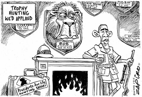 You can trust SA's top cartoonist Zapiro to apply the hunting furore to good effect. More of his work is at Zapiro.com