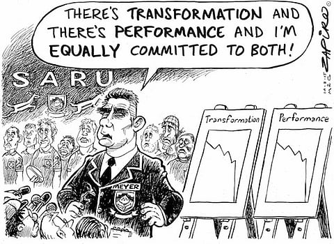 It's always been tough coaching the Springbok Rugby team - with Cosatu throwing its weight around, Heyneke Meyer and his team are under even more pressure than usual. Here's Zapiro's take - more of his magic at zapiro.com.