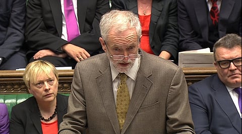 Jeremy Corbyn, the new leader of Britain's opposition Labour Party takes part in his first Prime Minister's Questions in the House of Commons in Westminster, London, 2015.The new leader of Britain's opposition Labour Party, veteran leftist Corbyn, confronted Prime Minister David Cameron in parliament and said the house's raucous weekly question-and-answer session should be less theatrical and more about hearing ordinary people's voices. REUTER/Parliament TV/Handout via Reuters