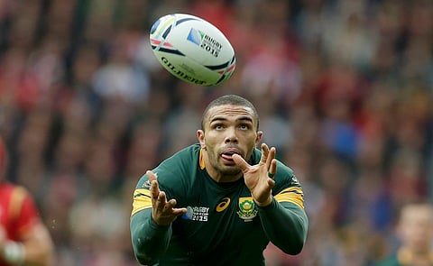 South Africa's Bryan Habana catches the ball during their Rugby World Cup Quarter Final match against Wales at Twickenham in London, Britain October 17, 2015.       REUTERS/Henry Browne