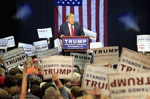 U.S. Republican presidential candidate Donald Trump speaks at a rally at the Birmingham Jefferson Civic Complex in Birmingham, Alabama November 21, 2015. REUTERS/Marvin Gentry TPX IMAGES OF THE DAY