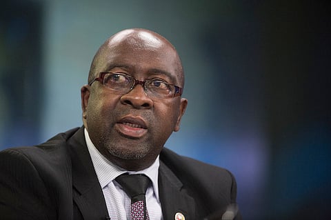 Nhlanhla Nene, South Africa's former finance minister, speaks during a Bloomberg Television interview in London, U.K. Photographer: Simon Dawson/Bloomberg