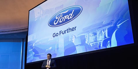 Mark Fields, president and chief executive officer of Ford Motor Co., speaks during a press conference at the company's headquarters in Dearborn, Michigan, U.S., on Thursday, Dec. 10, 2015. Ford Motor Co. said it's investing $4.5 billion in electrified vehicles, betting on technologies that have struggled to attract buyers in the U.S. as fuel prices stay low. Photographer: Laura McDermott/Bloomberg *** Local Caption *** Mark Fields