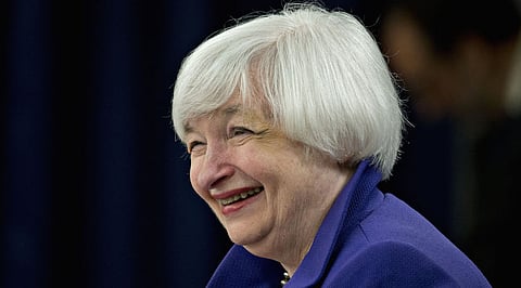 Janet Yellen, chair of the U.S. Federal Reserve, smiles during a news conference following a Federal Open Market Committee (FOMC) meeting in Washington, D.C., U.S., on Wednesday, Dec. 16, 2015. The Federal Reserve raised interest rates for the first time in almost a decade in a widely telegraphed move while signaling that the pace of subsequent increases will be gradual and in line with previous projections. Photographer: Andrew Harrer/Bloomberg
