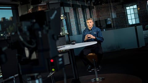 Lyndon Rive, co-founder and chief executive officer of SolarCity Corp., speaks during a Bloomberg West Television interview. SolarCity offers solar power energy services providing design, financing, installation, monitoring and every efficiency services serving homeowners, businesses, schools, non-profits and government organizations in the United States. Photographer: David Paul Morris/Bloomberg