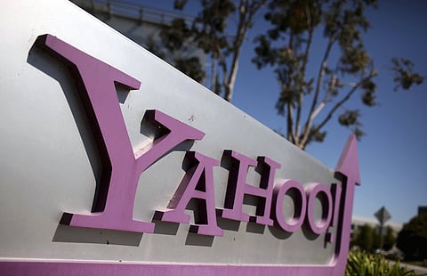 The Yahoo logo is shown at the company's headquarters in Sunnyvale, California in this April 16, 2013 file photo. REUTERS/Robert Galbraith/Files