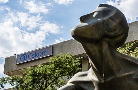 A metal sculpture stands outside the headquarters for Eskom Holdings SOC Ltd., South Africa’s state-owned electricity utility at Megawatt Park in Sandton, near Johannesburg, South Africa. Photographer: Waldo Swiegers/Bloomberg