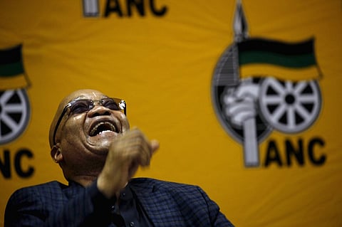South Africa's President and ANC party president Jacob Zuma reacts as he attends the party's National Executive Committee (NEC) three-day meeting in Pretoria, March 18, 2016. REUTERS/Siphiwe Sibeko