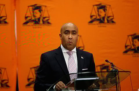 National Director of Public Prosecutions, Shaun Abrahams speaks during a media briefing in Pretoria, South Africa, May 23, 2016. REUTERS/Siphiwe Sibeko