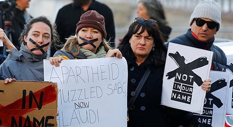 SABC staffers protest.