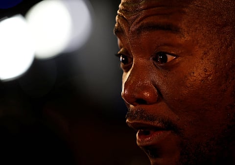 Democratic Alliance leader Mmusi Maimane gestures as he speaks to members of the media. REUTERS/Siphiwe Sibeko/File Photo