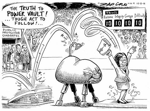 In Thuli Madonsela's footsteps, a tough act to follow. More magic available at www.zapiro.com.
