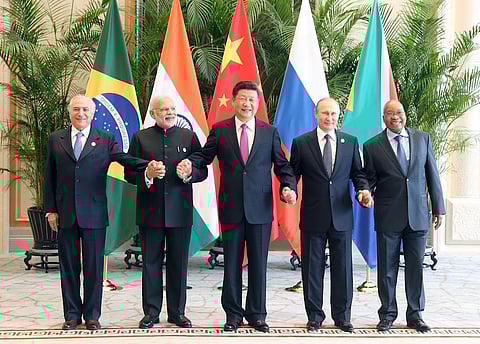 BRICs leaders at G20 summit in China. Pic: Twitter @XHNews